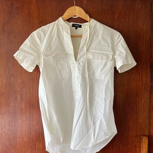 THEORY COTTON WHITE LACE UP TOP